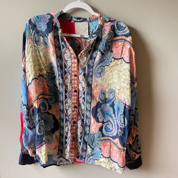 Johnny Was Tops - JOHNNY Was Onda Button Down Shirt XL